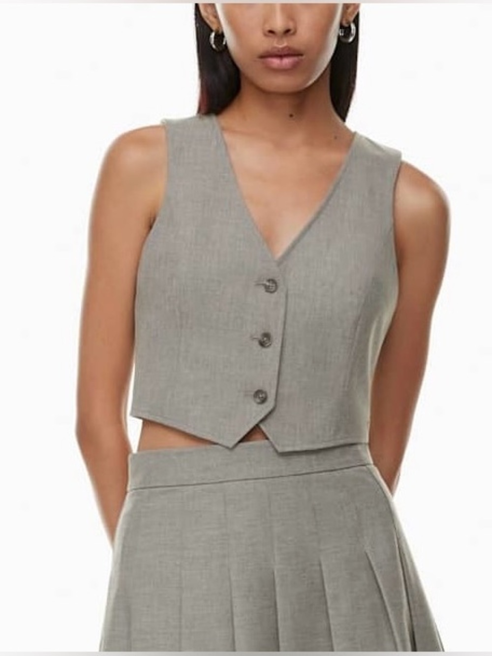 Aritzia Sunday Best Sylvie Vest Heather Grey Women XS(00) Tailored ButtonUp Vest